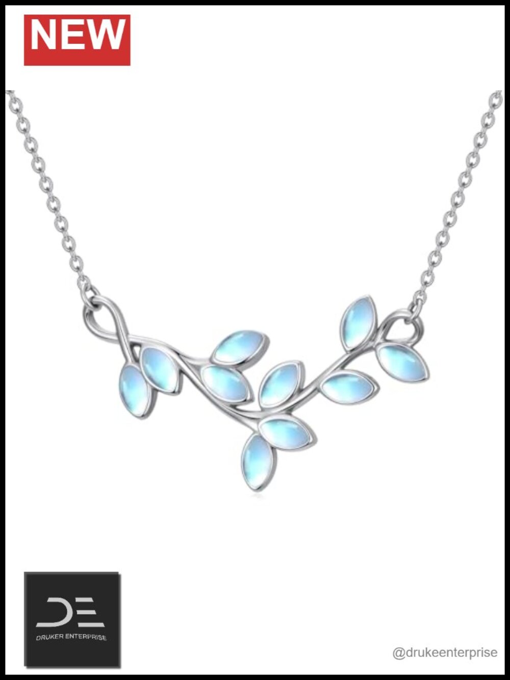 925 Sterling Silver Moonstone Branch Necklace Pendant